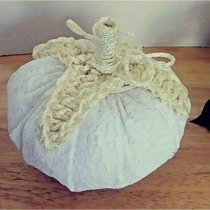Pumpkin Lace Crochet Leaf White  Thanksgiving Deco